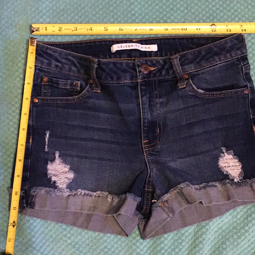Celebrity Pink Stitched Cuffs Denim Shorts